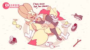 diives, braixen, lopunny, creatures (company), game freak, nintendo,  pokemon, animated, highres, tagme, video, 2girls, ahegao, animal ears, ass,  bra, breasts, cleft of venus, covered erect nipples, cum, defeat, english  text, femdom, furry,