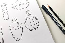 How To Draw Potion Bottles For Halloween With Tombow Usa Bottle Drawing Halloween Drawings Drawings Learn how to draw potions simply by following the steps outlined in our video lessons. how to draw potion bottles for