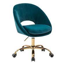 bring a luxurious and fantastic look to your home with the help of this jayden creation savas teal velvet swivel task chai in 2021 teal desk chair task chair teal desk