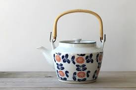 Vintage Japanese Tea Pot Retro Home Decor Orange Flowers Etsy Tea Pots Retro Teapot Retro Home