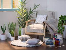 cozy corner in my dollhouse 假日的時候 我喜歡窩在窗邊角落那張舒適的椅子上 曬曬溫暖的太陽 看看喜歡的書 才怪 see more my handmade miniatures 看更多手 furniture home decor soto chair
