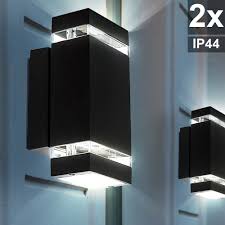 The outdoor wall light throws light up, down and to sides, giving out soft and warm light in three directions to decorate your house and portraying a nice ambiance. Two Led Up Down Wall Lights For Outdoor Use Etc Shop