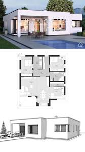 Moderner Fertigbungalow Mit Flachdacharchitektur Amp Eckbungalow Grundriss Mit Hausfassade A In 2020 Bungalow House Plans Modern Bungalow House Bungalow House Design