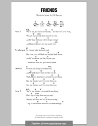Friends By E Sheeran Sheet Music On Musicaneo