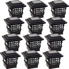 12 Pack Greenlighting Classica 20 Lumen Plastic Solar Post Cap Lights For 4x4 Wood Posts Black In 2020 Solar Post Caps Wood Post Outdoor Post Lights