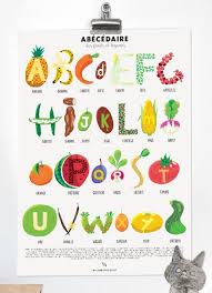 Abecedaire Illustre Des Fruits Et Legumes Affiche A2 Kiwi Orange Fruit
