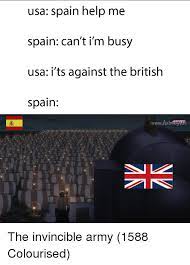 Memes about spain and related topics. Usa Spain Help Me Spain Can T I M Busy Usa I Ts Against The British Spain Anime Meme On Me Me
