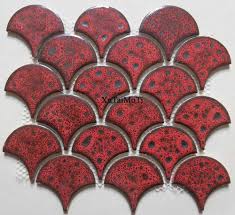 fashion red fish scale ceramic mosaic