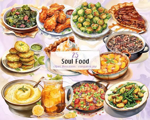Soul Food Illustrations. Southern Cuisine Dishes, Drinks & Desserts, Fried  Okra Chicken Cornbread Rice Beans Grits Jambalaya | PNG Clip Arts - Etsy  Israel