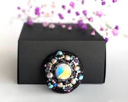 Bead embroidery brooch, beaded crystal pin, classic pearl brooch, luxury  fashion accessory