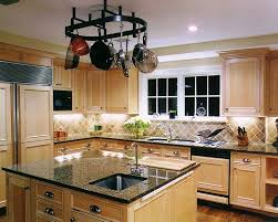 Amusing Granite Countertops With Oak Cabinets Hanging Pan White Windows Frames Brown Tiles Back With Images Kitchen Remodel Stained Kitchen Cabinets Maple Kitchen Cabinets