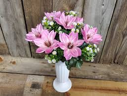 The guard at the base fits the vase perfectly. Memorial Silk Flowers In Cemetery Vase Standard E S Florals