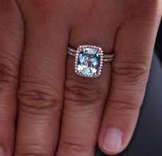 14k Rose Gold 11x9mm Aquamarine Cushion Halo By Twoperidotbirds 1900 00 Vintage Engagement Rings Sapphire Vintage Engagement Rings Art Deco Bridal Rings
