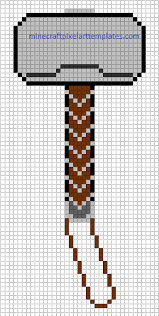 Remix the project to begin 2. Minecraft Pixel Art Templates Thor S Hammer Mjolnir Minecraft Pixel Art Pixel Art Grid Marvel Cross Stitch