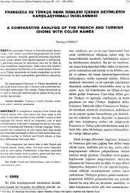 Fransizca Ye Turkce Renk Isimleri Iceren Deyimlerin Karsilastirmali Incelenmesi Pdf Free Download