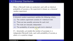 Binomial Distribution Definition Youtube Binomial Distribution Definitions Experiment Definition