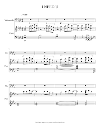 Bts I Need U For Cello Sheet Music For Piano Cello Solo Musescore Com