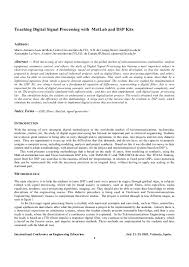 Pdf Digital Signal Processing With Matlab And Dsp Kits Alessandro La Neve Academia Edu