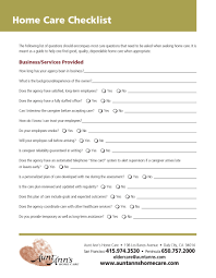 Aunt Ann S Checklist Should Encompass Most Care Questions That Need To Be Asked When Seeking Home Care Home Care Agency Home Health Care Business Plan Template
