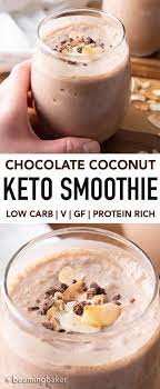 Coconut Chocolate Keto Smoothie Low Carb Vegan Protein Rich Low Carb Smoothies Vegan Protein Smoothie Low Carb Smoothie Recipes
