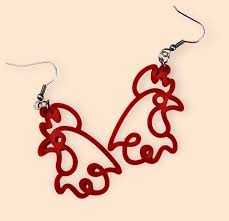 Perfect gift earrings Rooster acrylic dangle