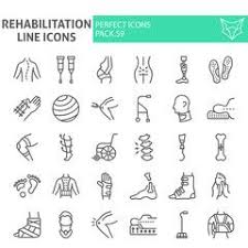 Rehabilitation Line Icon Set Therapy Symbols Collection Vector Sketches Logo Illustrations Physiotherapy Signs Linear Line Icon Icon Set Logo Illustration
