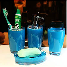 Maybe you would like to learn more about one of these? 4 Piece Set Acrylic Bathroom Accessory With Pure Blue Luxury Decor Elegant Designing Bathrooms Wedding Gifts Soap Dispenser Toothbrush Holder 1 Bathroom Tumbler Soap Dish Buy Online In Bahamas At Bahamas Desertcart Com Productid 14500857