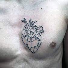 Top 83 Minimalist Tattoo Ideas 2021 Inspiration Guide Geometric Heart Tattoo Tattoo On Chest Tattoos