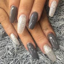 Acrylic nails natural matte acrylic nails acrylic nails coffin short simple acrylic nails almond acrylic nails summer acrylic nails acrylic. Long Grey And Silver Acrylic Nails Nail Art Gallery