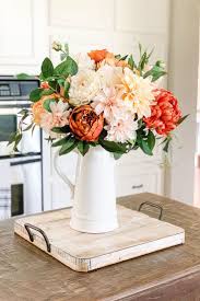 10pcs fall wedding flowers silk hydrangea for table centerpieces bridal bouquets. Fall Farmhouse Floral Arrangement With Orange Pink And Yellow Silk Flo Fall Flower Arrangements Artificial Flower Arrangements Artificial Floral Arrangements