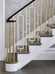 Gold Mid Century Modern Staircase Handle Stair Railing Design Stairs Architecture Staircase Railing Design