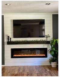 Shiplap Electric Fireplace Fire Places Ideas Living Room Electric Fireplaceside In 2021 Electric Fireplace Living Room Home Fireplace Living Room With Fireplace