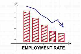 employment rate chart with downward arrow stock illustration