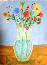 Vase Of Flowers By Danielle Lackie Colored Pencils And Oil Pastels 14x17 Oil Pastel Flower Vases Vase