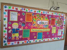 We have all the trendiest themes that are bright, fun and will inspire learning! Colours Theme Board School Board Decoration Soft Board Class Board Decoration