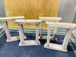 Diy Bench Leg Set Antique White Distressed Trestle Style Wooden Bench Legs Handmade Pedestal Legs Diy Coffee Table End Table Legs Diy Table Legs Diy Bench Bench Legs
