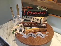 Birthday Cake For Teacher With Name Stacked Book Cake For A History Teacher Named Christine Book Cake Teapot Cake Cake