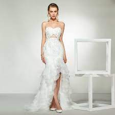 Ericdress Appliques Tiered Asymmetry Beach Wedding Dress Simple Bridal Gowns Applique Wedding Dress Outdoor Wedding Dress