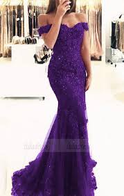 Purple Lace Mermaid Prom Dresses Beaded V Neck Evening Gowns Off The Shoulder Prom Dress Merma Mermaid Prom Dresses Lace Prom Dresses Lace Purple Evening Dress
