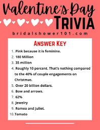 This game can be played in classrooms and homes and tweens, teens and adults will equally enjoy it. Questions For Valentine S Day Trivia Bridal Shower 101