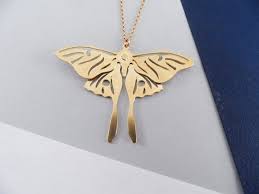 Luna Moth Necklace Moth Jewelry Moth Lovers Moth Gifts Moth Charm Insect Gift For Her Luna Moth Geometric Fox Rabbit Necklaces