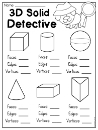 Kids finish the table by labeling or drawing each shape, then write how many faces, sides, and vertices each one. 3d Shapes Worksheets 99worksheets