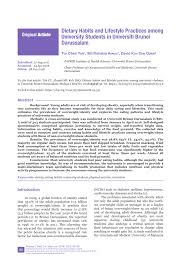 Pdf Dietary Habits And Lifestyle Practices Among University Students In Universiti Brunei Darussalam