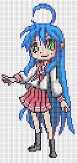 Konata Izumi Pixel Art Templates Pixel Art Anime Pixel Art Pixel Art Design