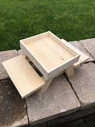chicken squirrel bird picnic table feeder knotty pine handcrafted large table 14x8x6 1 2 mounting screws included picnic table squirrel wild bird food