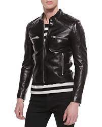 Saint Laurent Leather Racer Jacket With Padded Shoulders Black Lyst Jackets Men Fashion Cafe Racer Jacket Racer Jacket