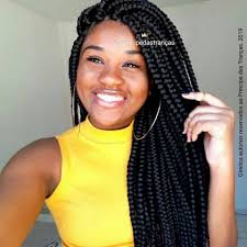 Different images of jumbo big box braids with beads, buns, and triangle parts. Principe Das Trancas Big Box Braids Respeitaoprincipe Hair Principedastrancas Whatsap 21 97619 4866 Facebook