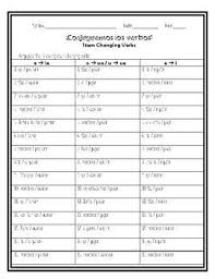 This Is A Great Quick Worksheet Reviewing Conjugations On Common Stem Changing Verbs In The Present Tense This Can Verb Conjugation Conjugation Practice Verb
