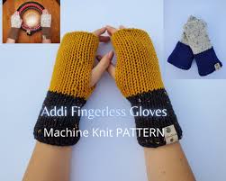 These are quick and easy to make, and they make great gifts! Fingerless Gloves Pattern For Machine Knit Addi Fingerless Etsy Machine Knitting Addi Knitting Machine Circular Knitting Machine