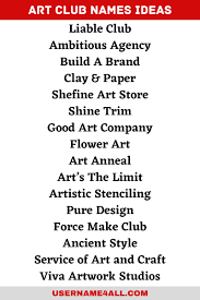 Aesthetic art account names for instagram · upstart art · artspace · living art · the art cart · necessary arts · art connection · acclimate artists . 1200 Art Names Creative Art Names For Business 2022